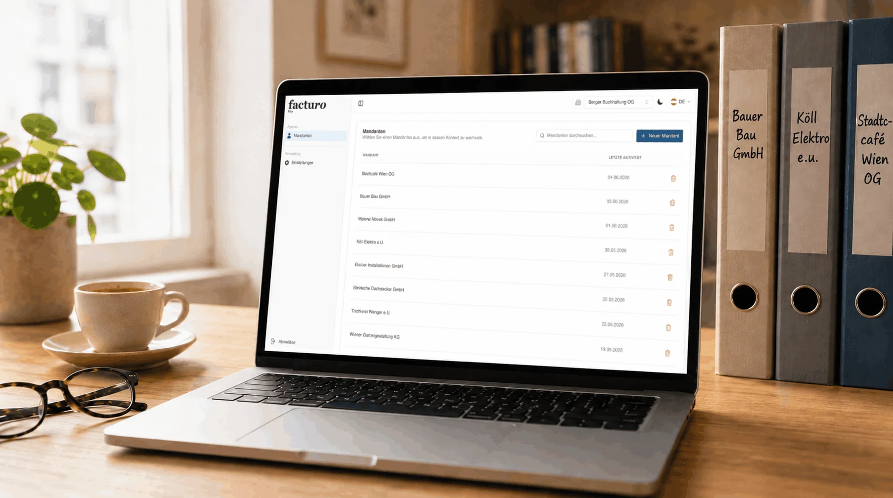 Mandantenfähige Rechnungssoftware: mehrere Mandanten, ein Login