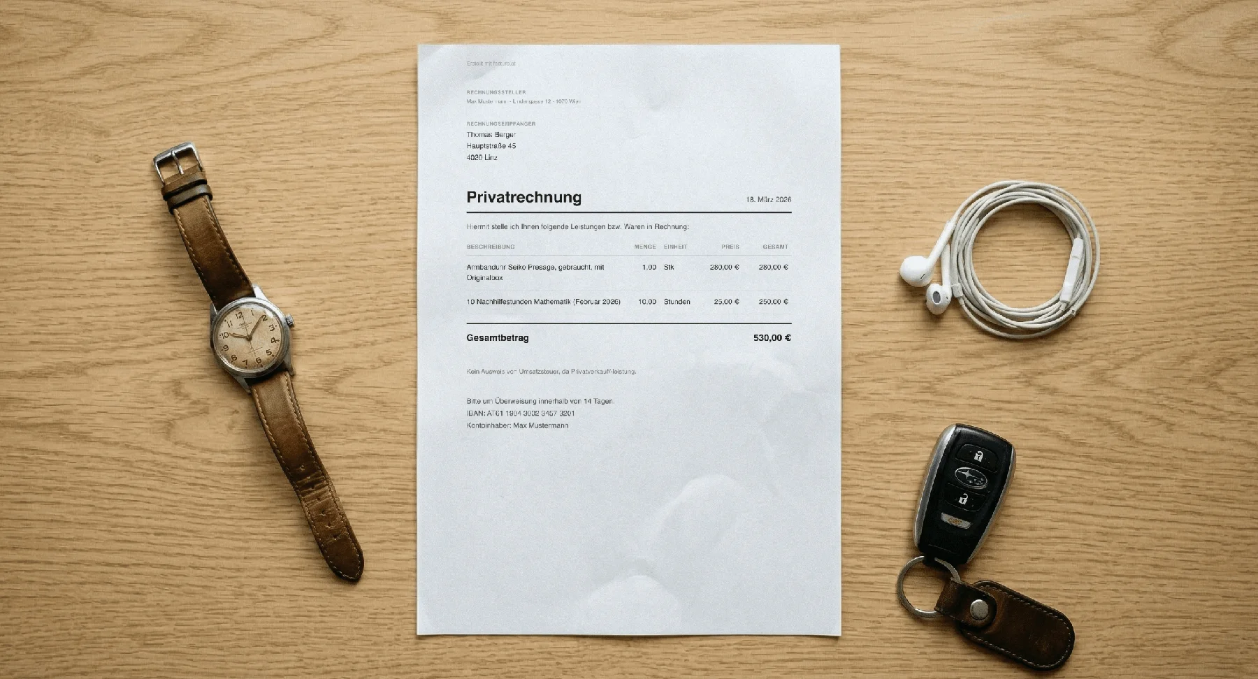 Privatrechnung schreiben in Österreich - Anleitung & Vorlage
