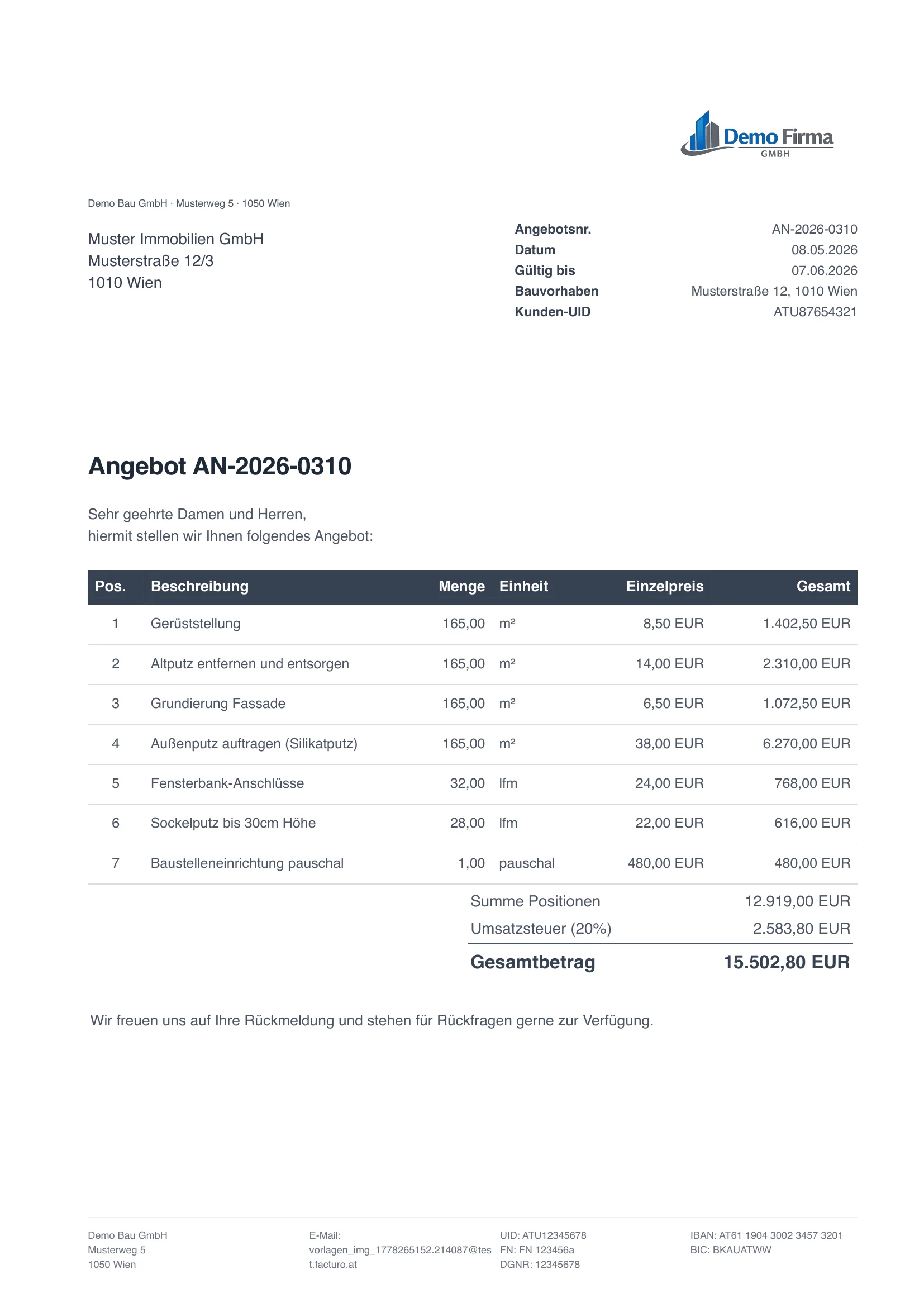 Angebot & Kostenvoranschlag