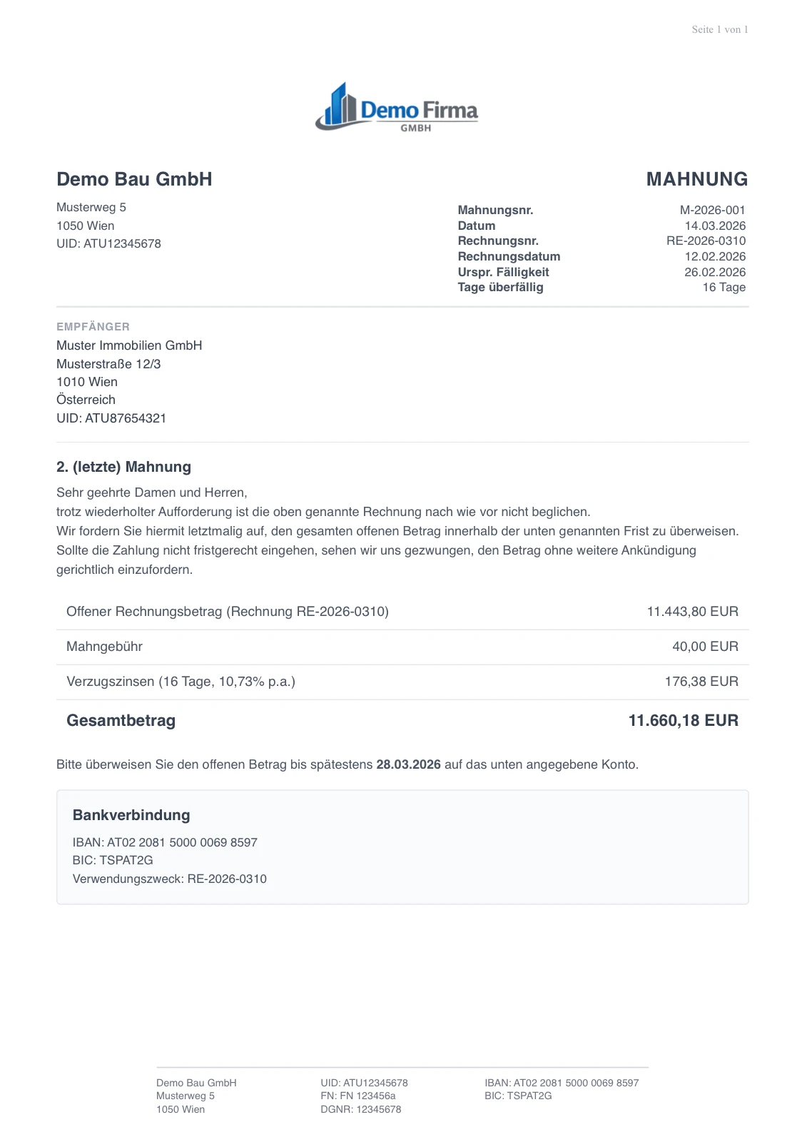 Vorschau: 2. (letzte) Mahnung