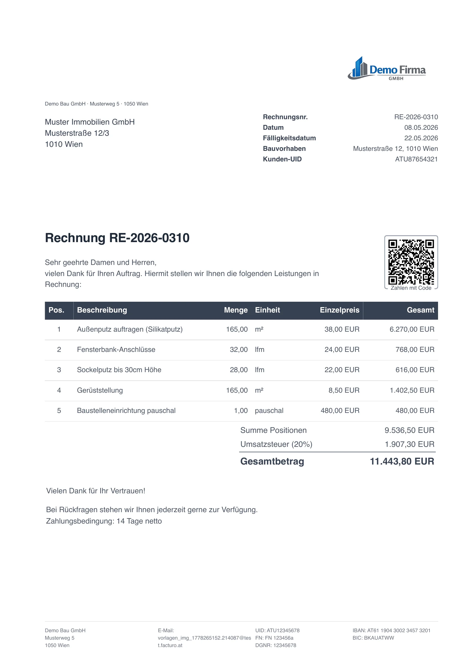 Rechnung mit USt & Reverse Charge