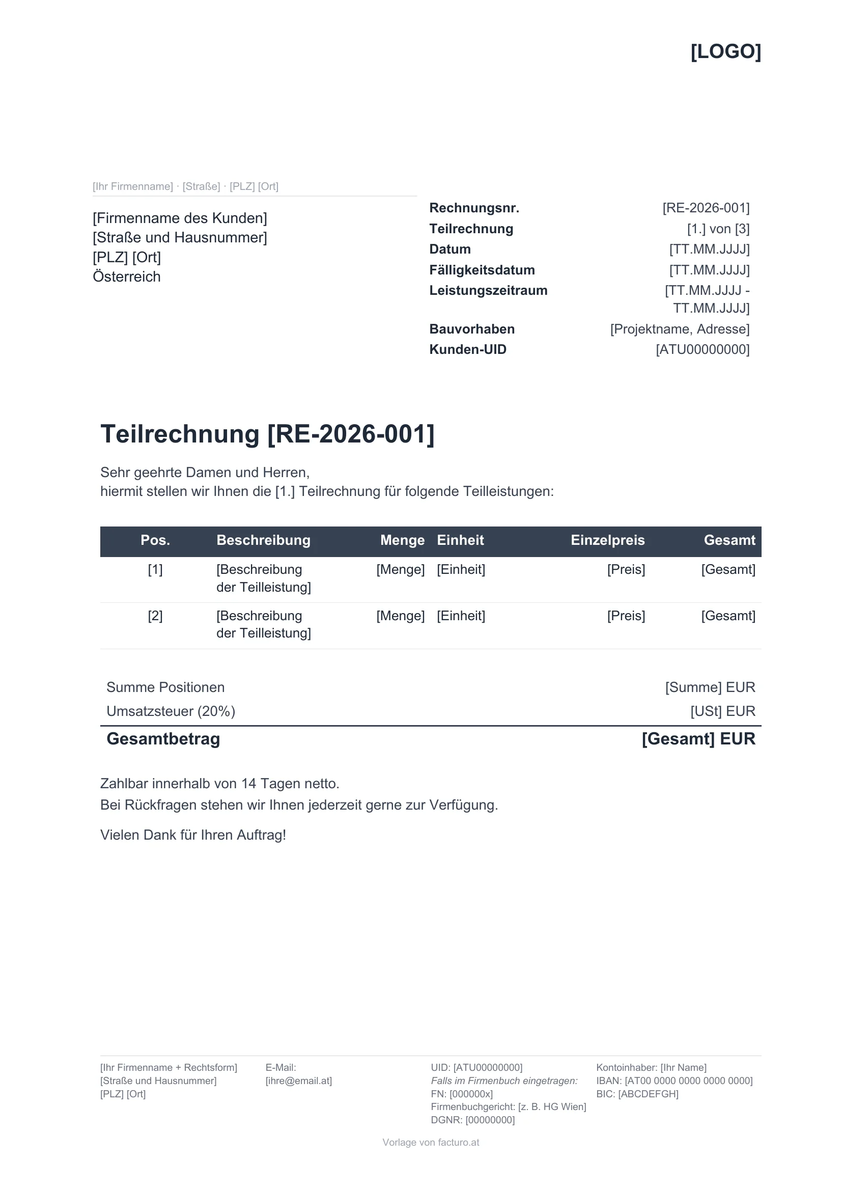 Teilrechnung & Schlussrechnung