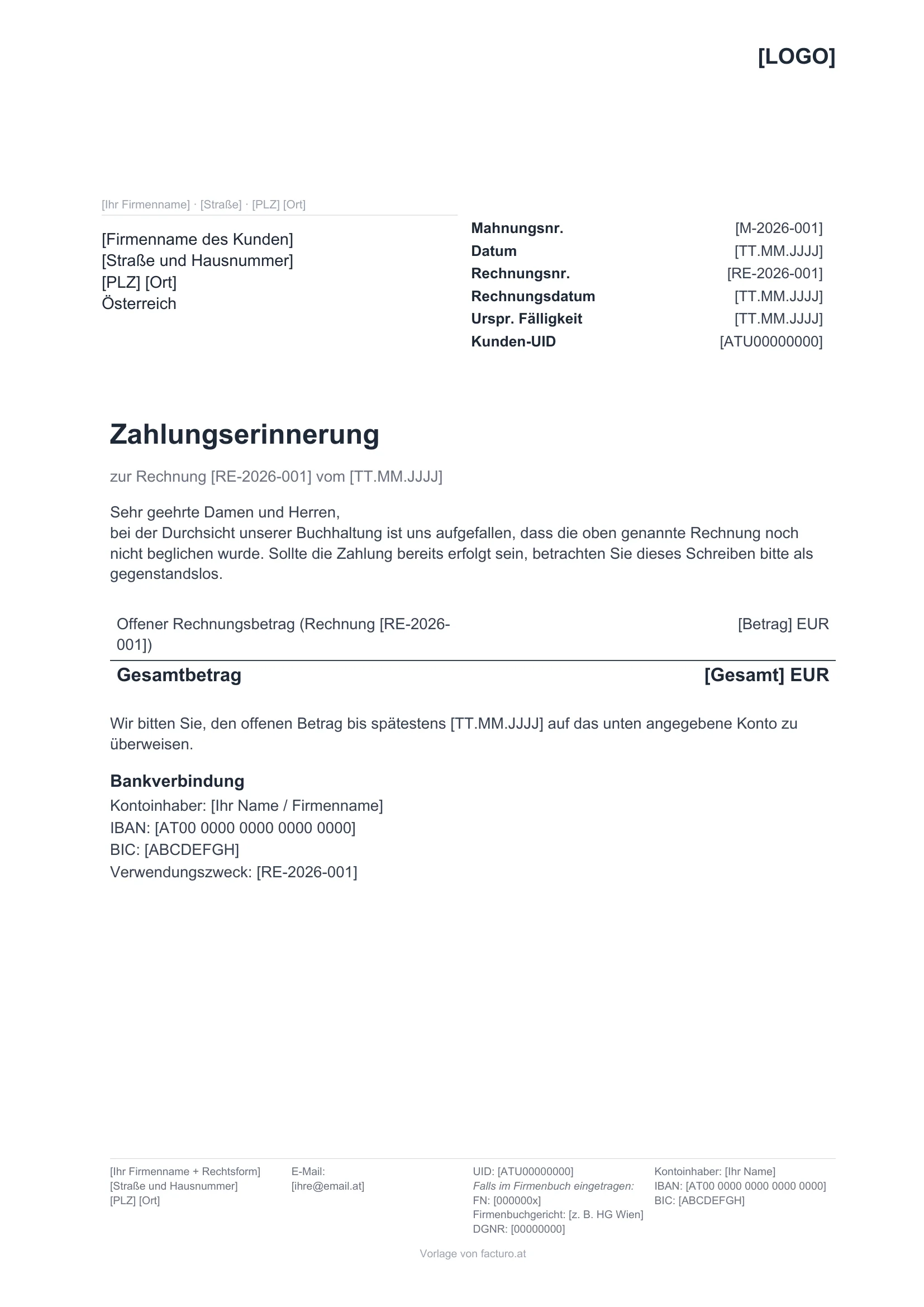Zahlungserinnerung